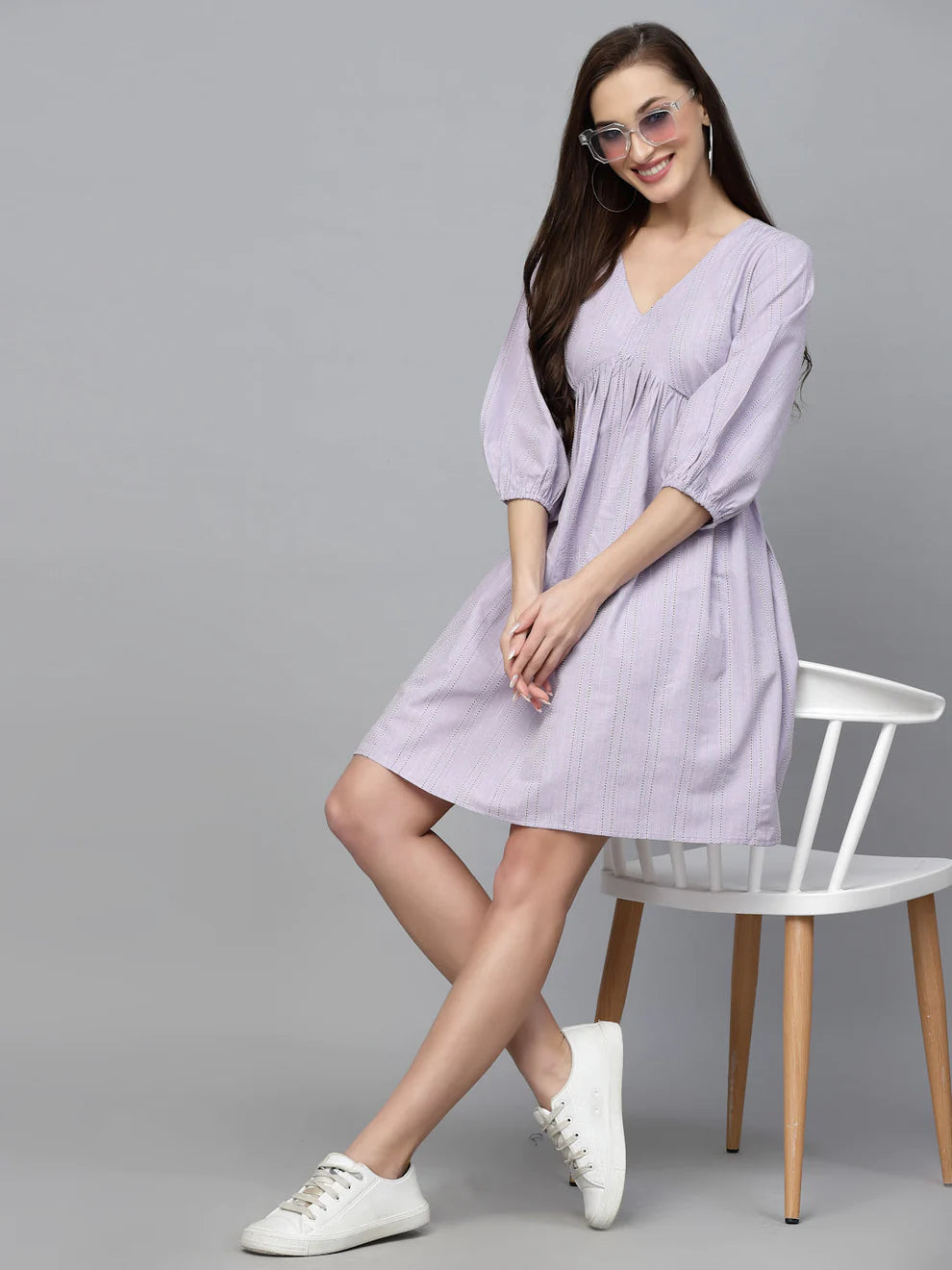 Woven style purple flared dress