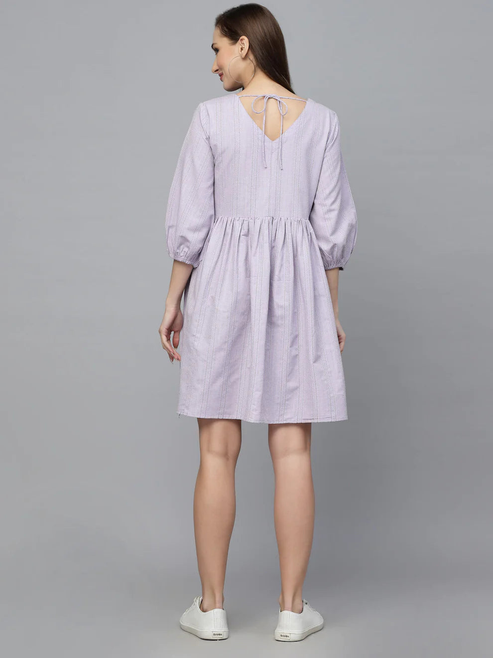 Woven style purple flared dress