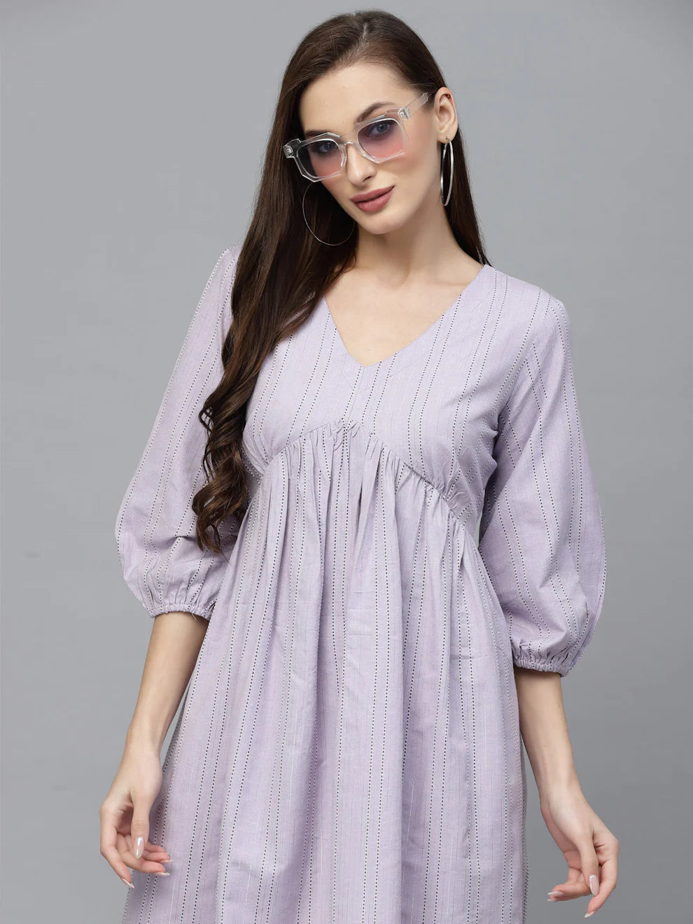 Woven style purple flared dress