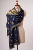 Fine Wool Pashmina Zari Horse Stole- blue