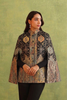 Regal Motif Woven Polywool Cape – Black