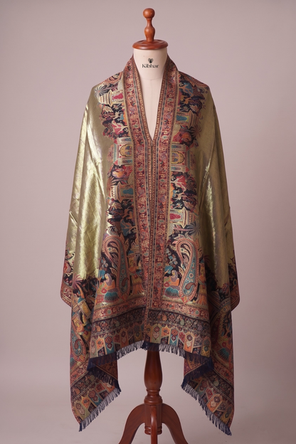 Heritage border Zari Weaved Pashmina Shawl