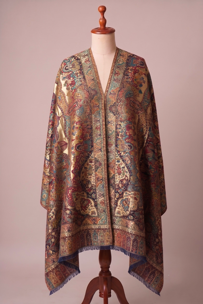Darbar Zari Paisley Weaved Multicolor Pashmina Shawl