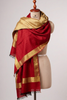 Dual Tone Pashmina Stole with Zari Border- Red