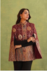 Regal Motif Woven Polywool Cape – Burgundy
