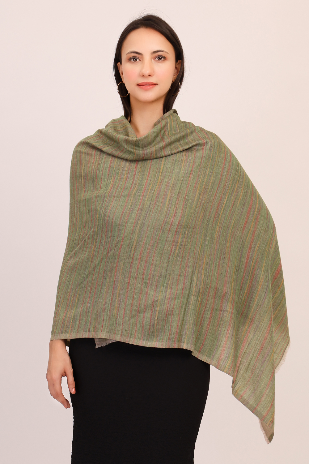 Self Texture Pashmina Wool  Stole-green