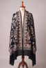 Nalki Forest Embroidered Semi Pashmina Stole – Black