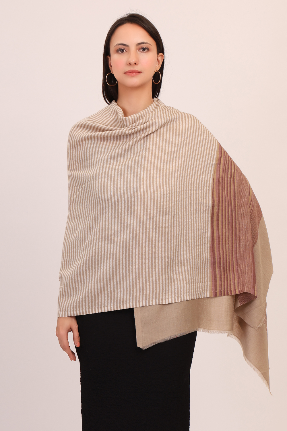 Whispering Striped Stole-Brown