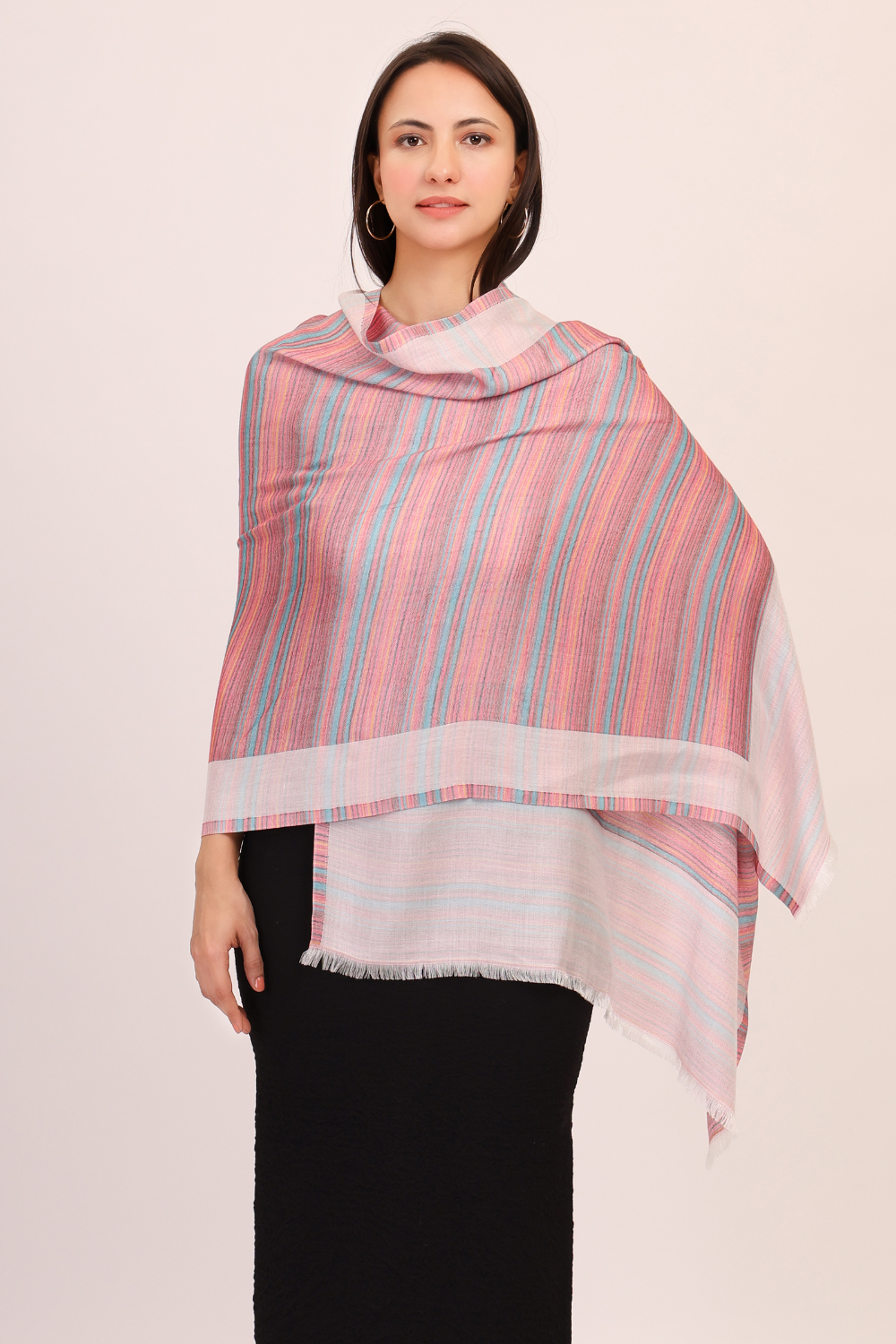 Pastel aurora Modal stole-Pink