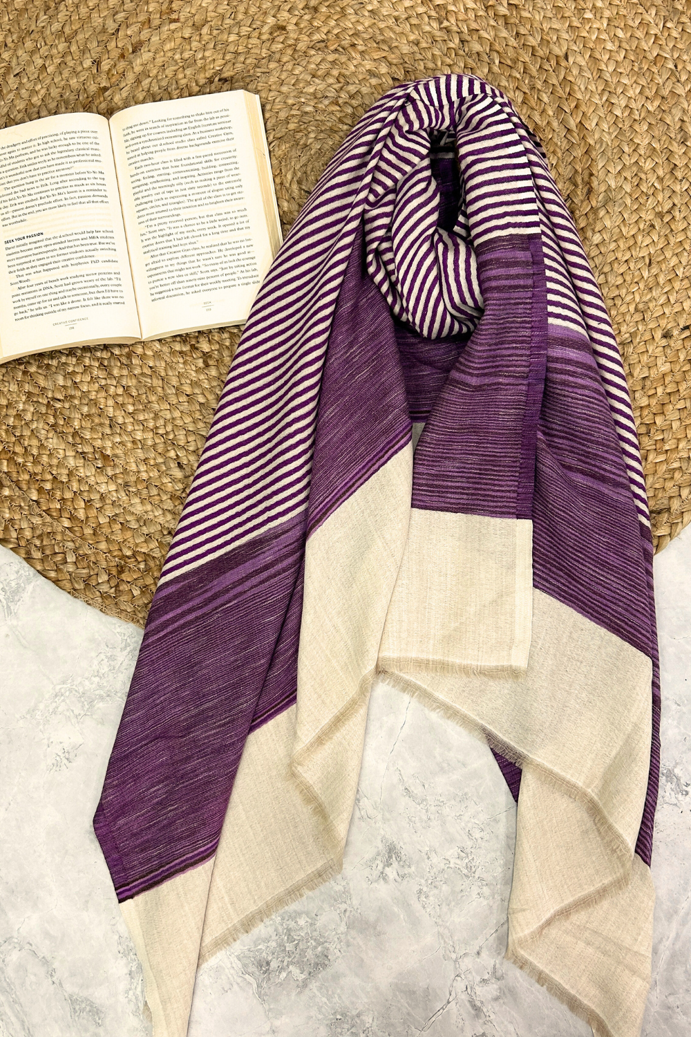 Whispering Striped Stole-Purple