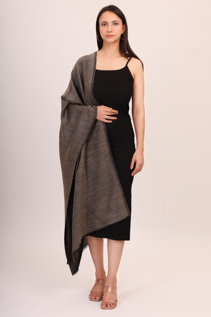 Self Texture Pashmina Wool Stole-Dark grey