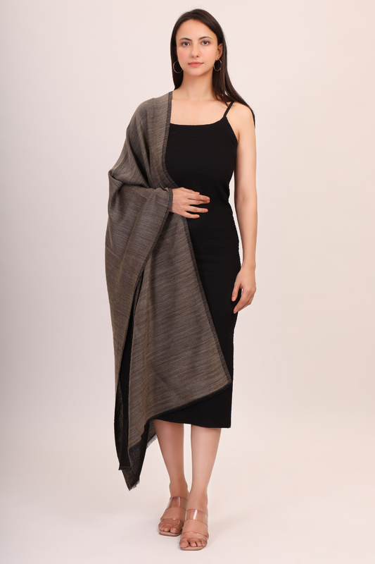 Self Texture Pashmina Wool Stole-Dark grey