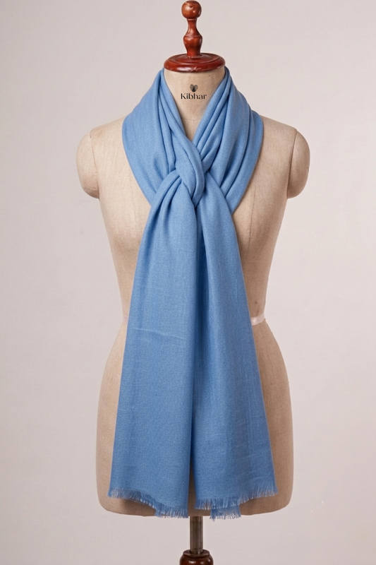 Natural Cashmere stole - ocean blue
