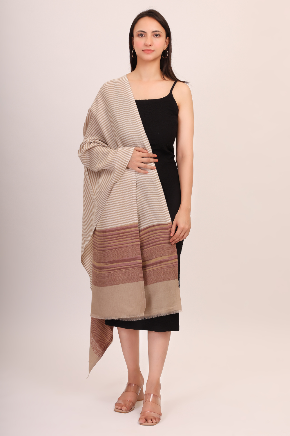 Whispering Striped Stole-Brown