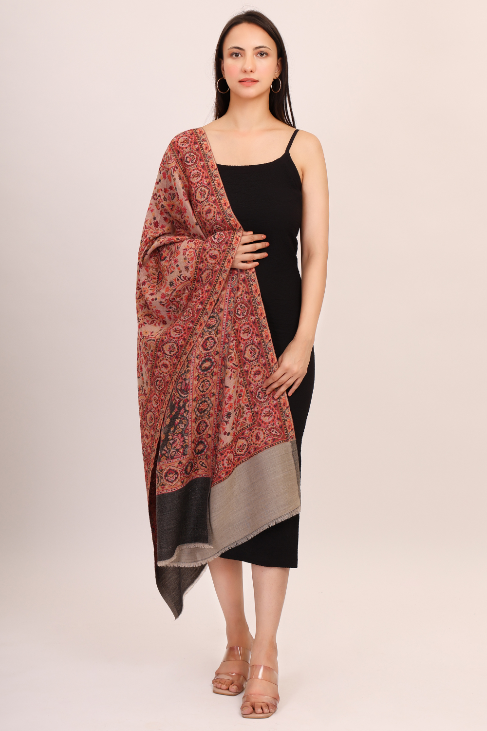 Floral Dense Woven Pashmina Fine Wool Stole