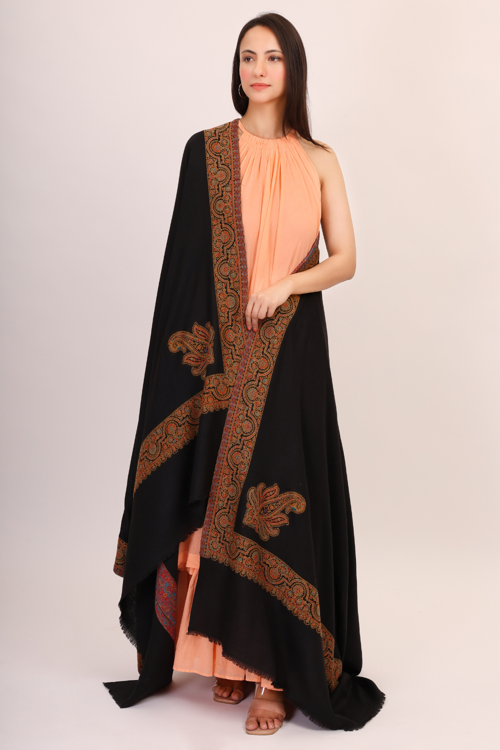 Paisley Elegance Pashmina Lohi -Black (Unisex)