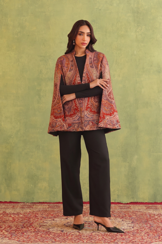 Woven Paisley Polywool Cape