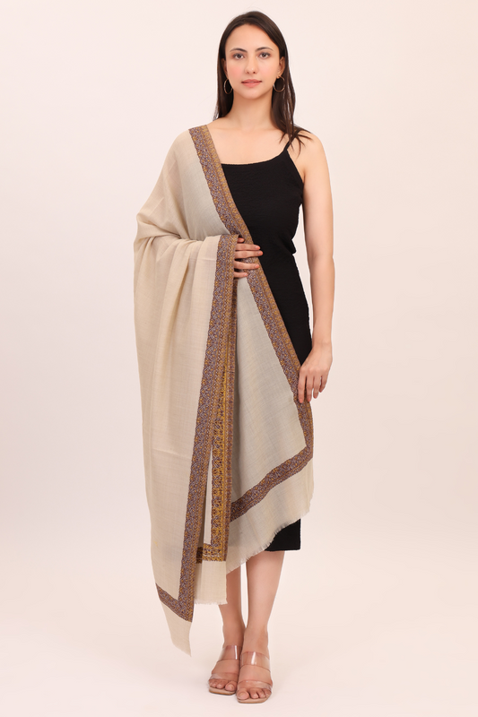 Regal Border Pashmina Shawl -Yellow (Unisex)