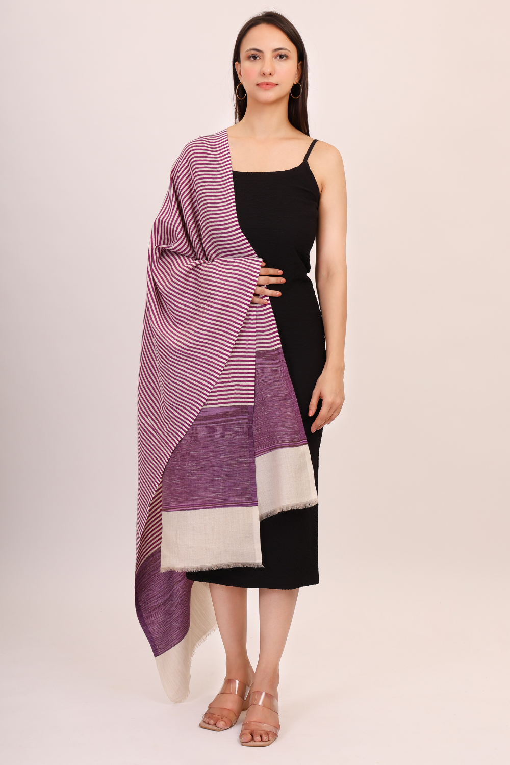 Whispering Striped Stole-Purple