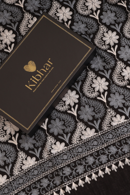 Midnight Bloom Pashmina Stole