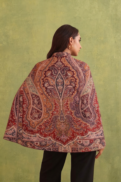 Woven Paisley Polywool Cape