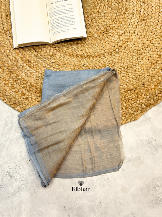 Dual tone fine wool Zari Stole- Light Blue