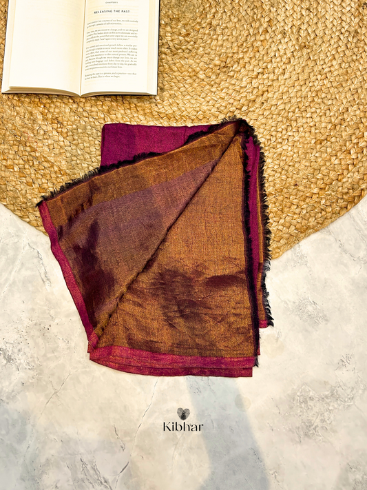 Dual tone fine wool Zari Stole- Megenta