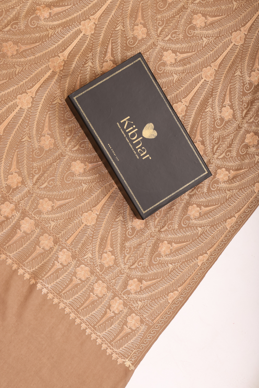 Ornate Vine Embroidered Pashmina Stole