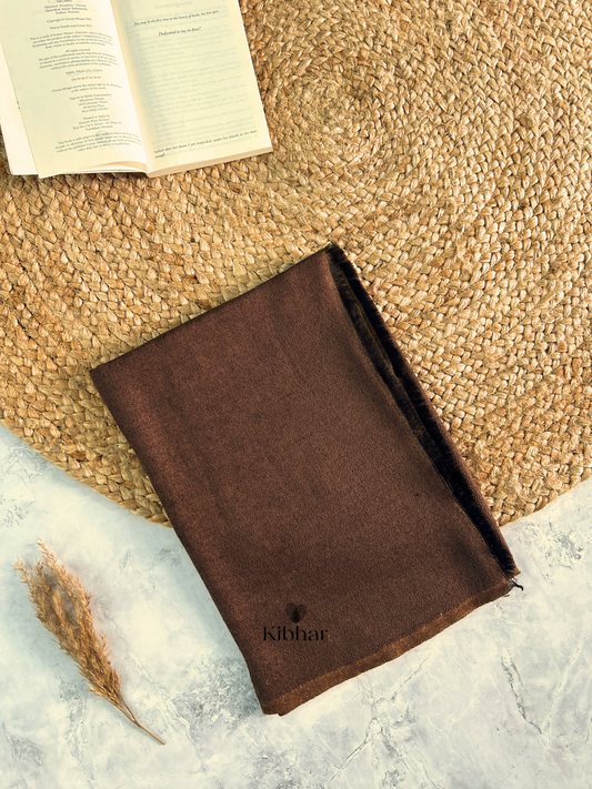 Dual tone fine wool Zari Stole- Dark Brown