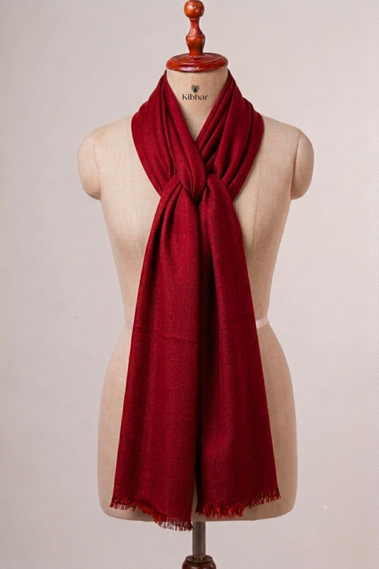 Natural Cashmere stole - Deep Red