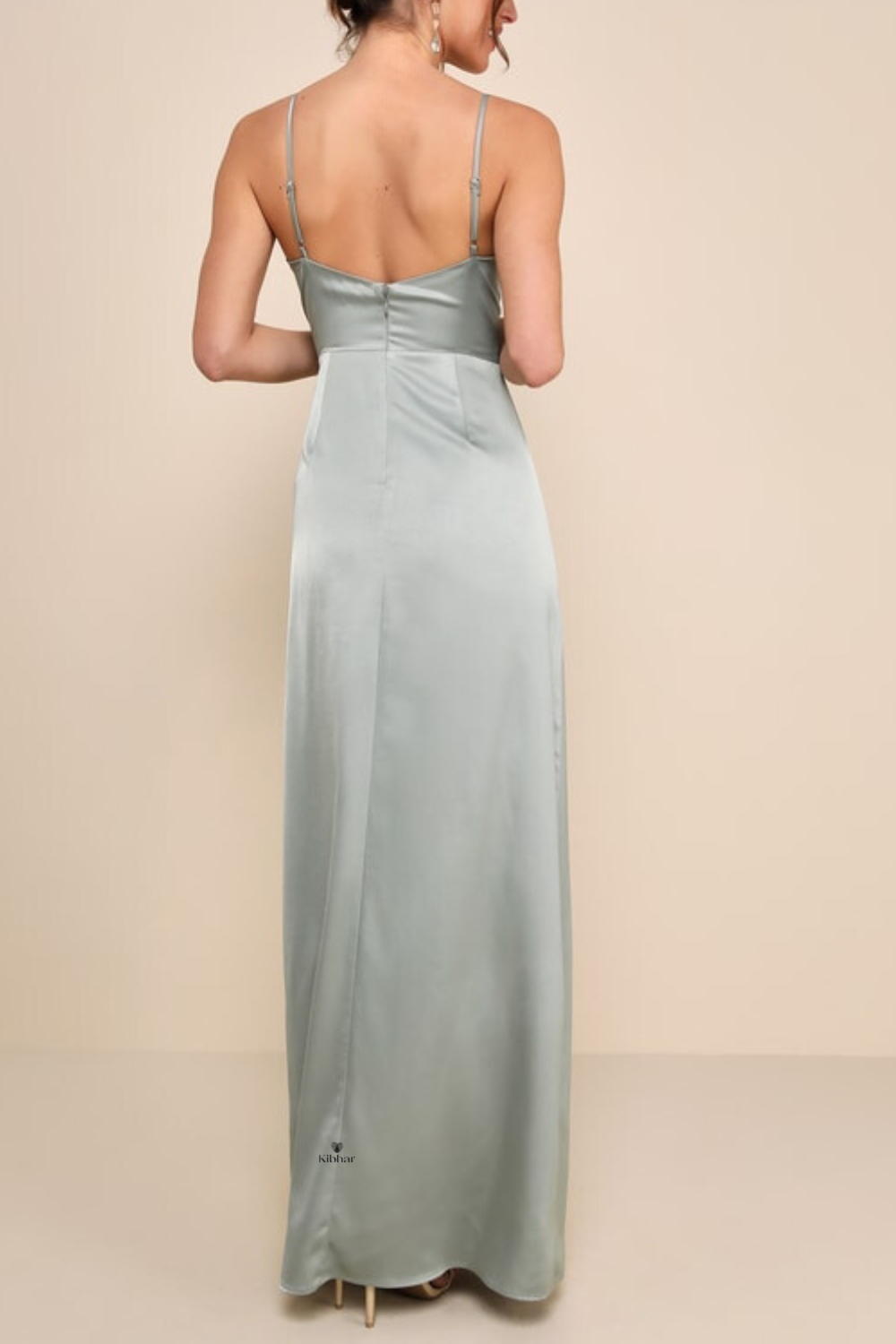 Akarshini - Dust Grey Satin Sleeveless Maxi Dress