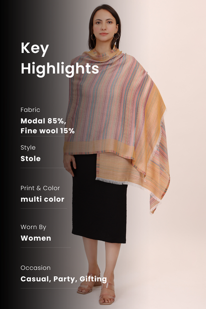 Pastel aurora Modal stole-Yellow