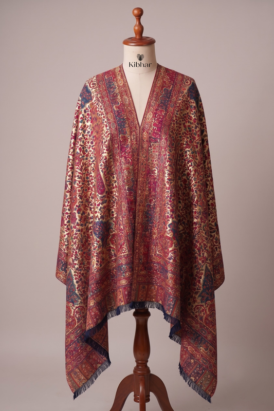 Mughal jaal Weaved Multicolor Pashmina Shawl