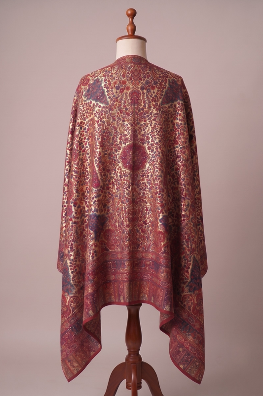 Mughal jaal Weaved Multicolor Pashmina Shawl