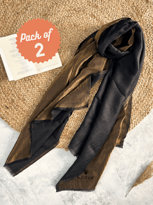 PACK OF  -2 DUAL TONE PURE FINE WOOL STOLES