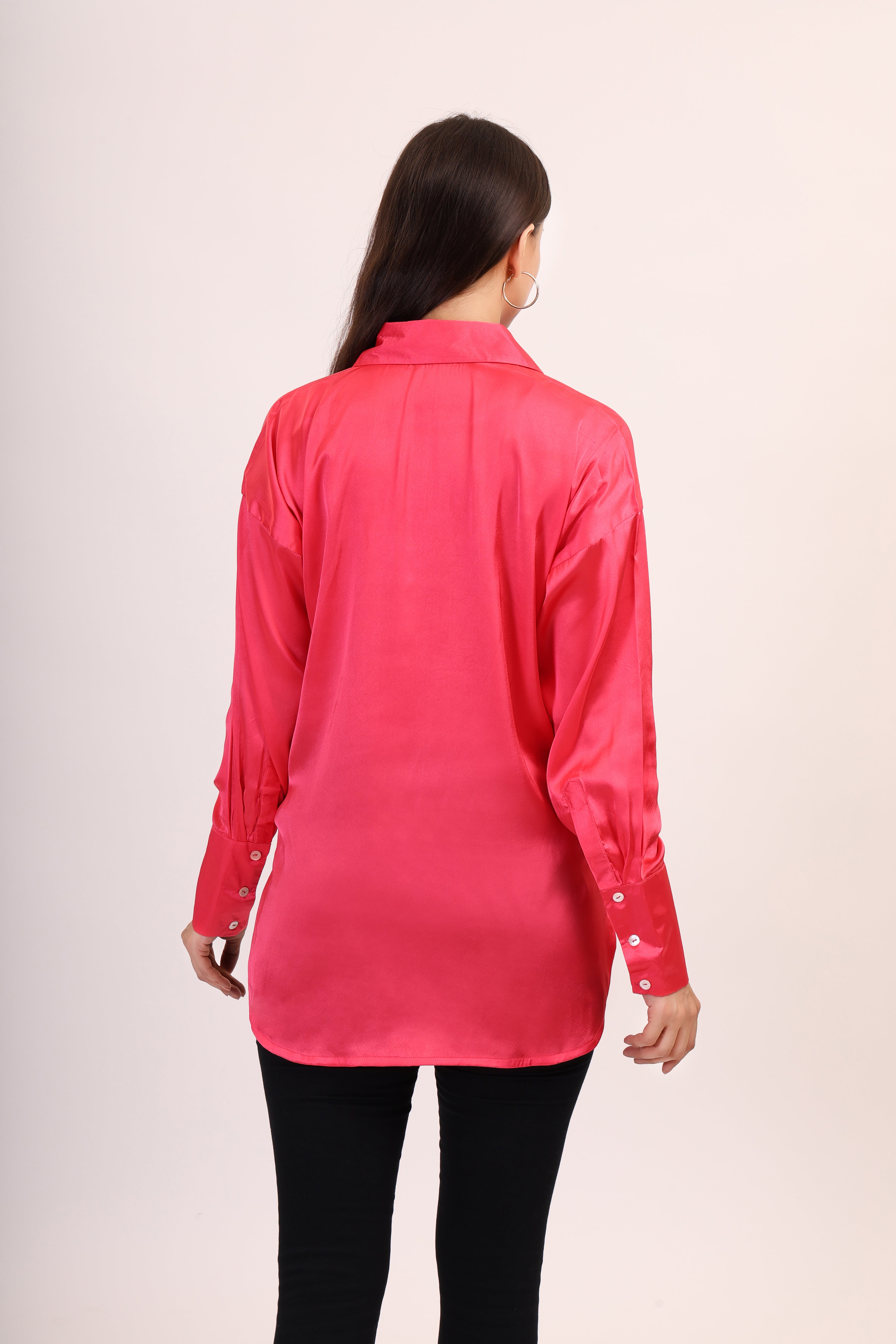 Satin Shirt - hot pink