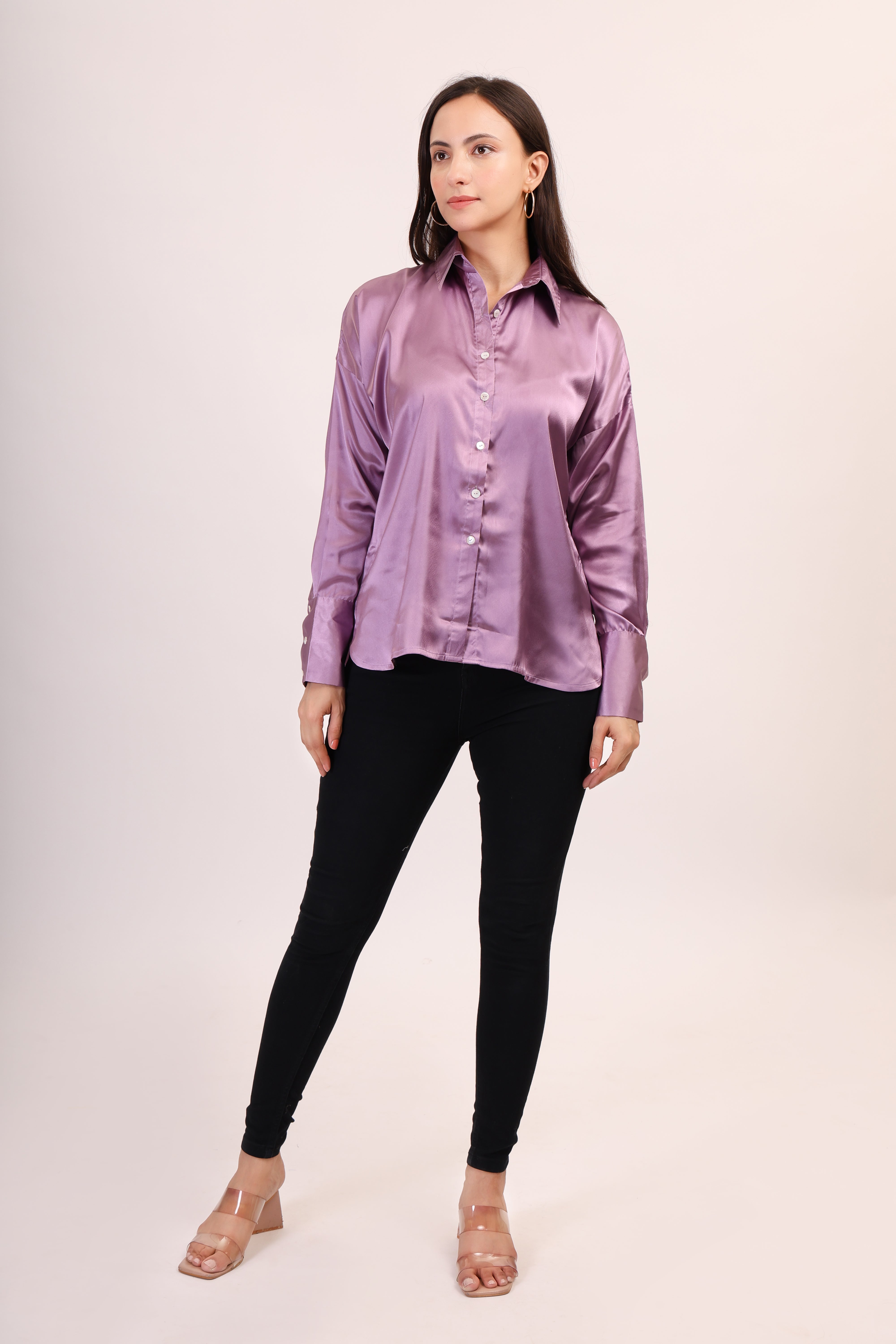 Satin Shirt - lusty purple