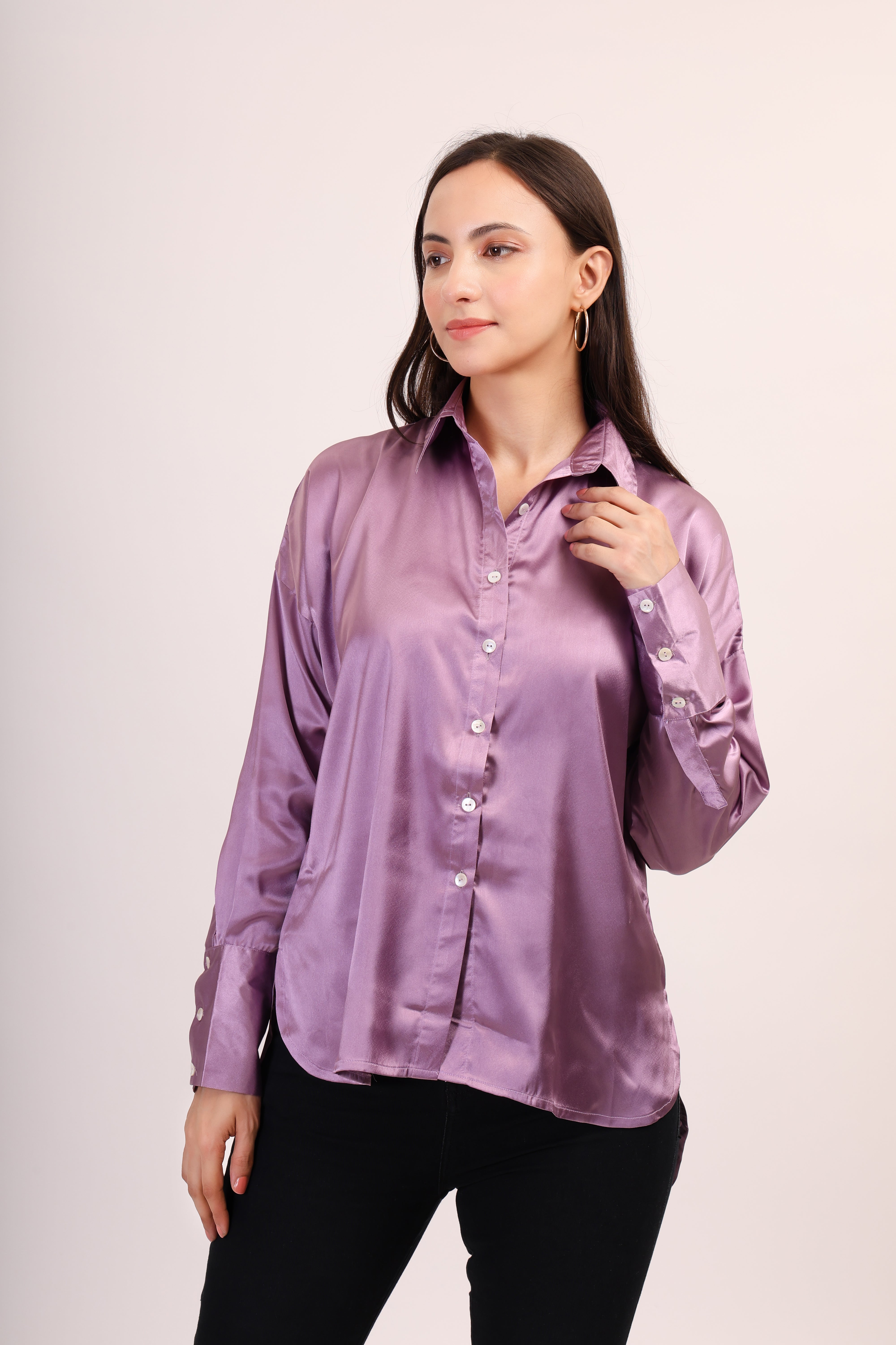 Satin Shirt - lusty purple