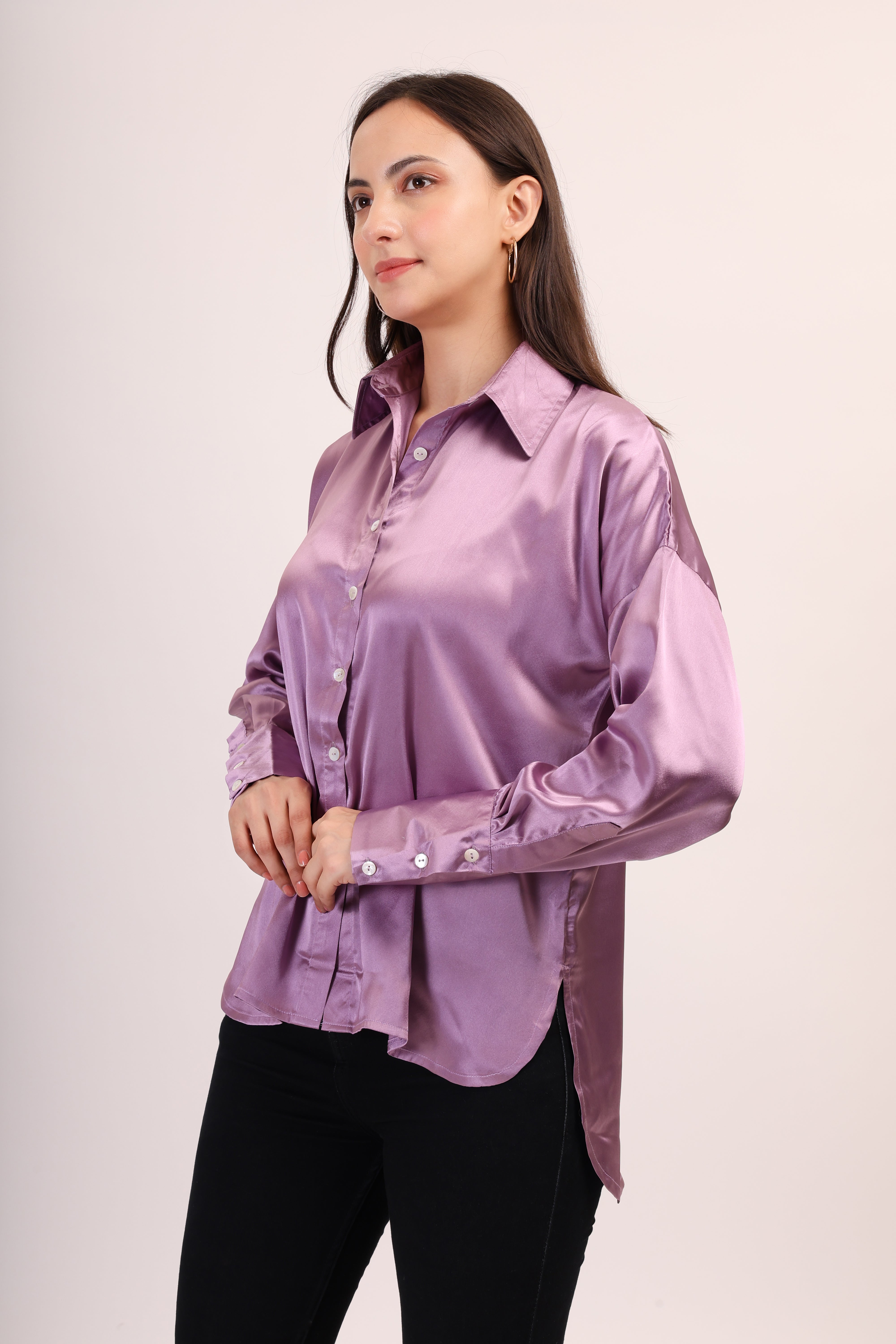 Satin Shirt - lusty purple