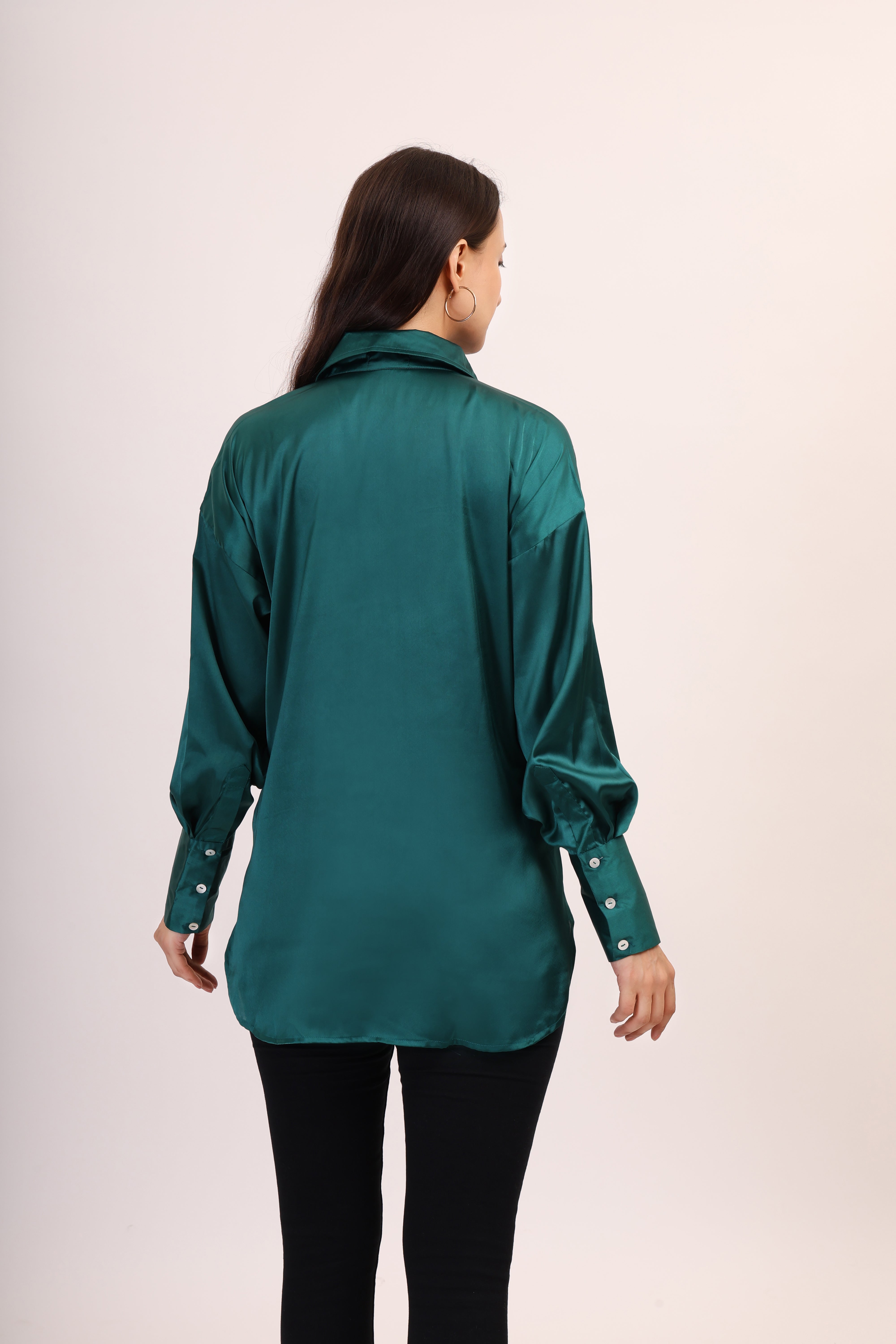 Satin Shirt - deep green