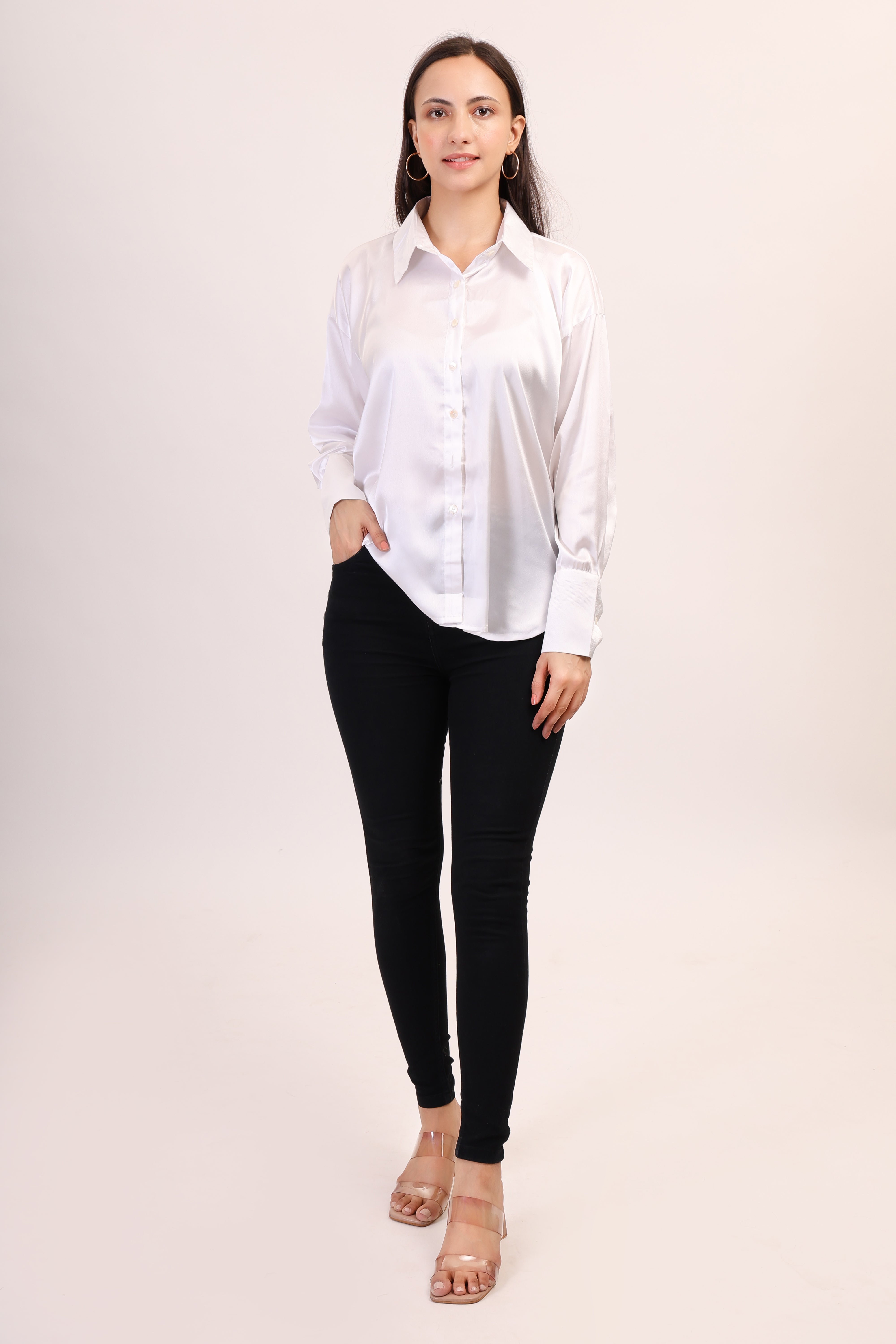 Satin Shirt - pearl white