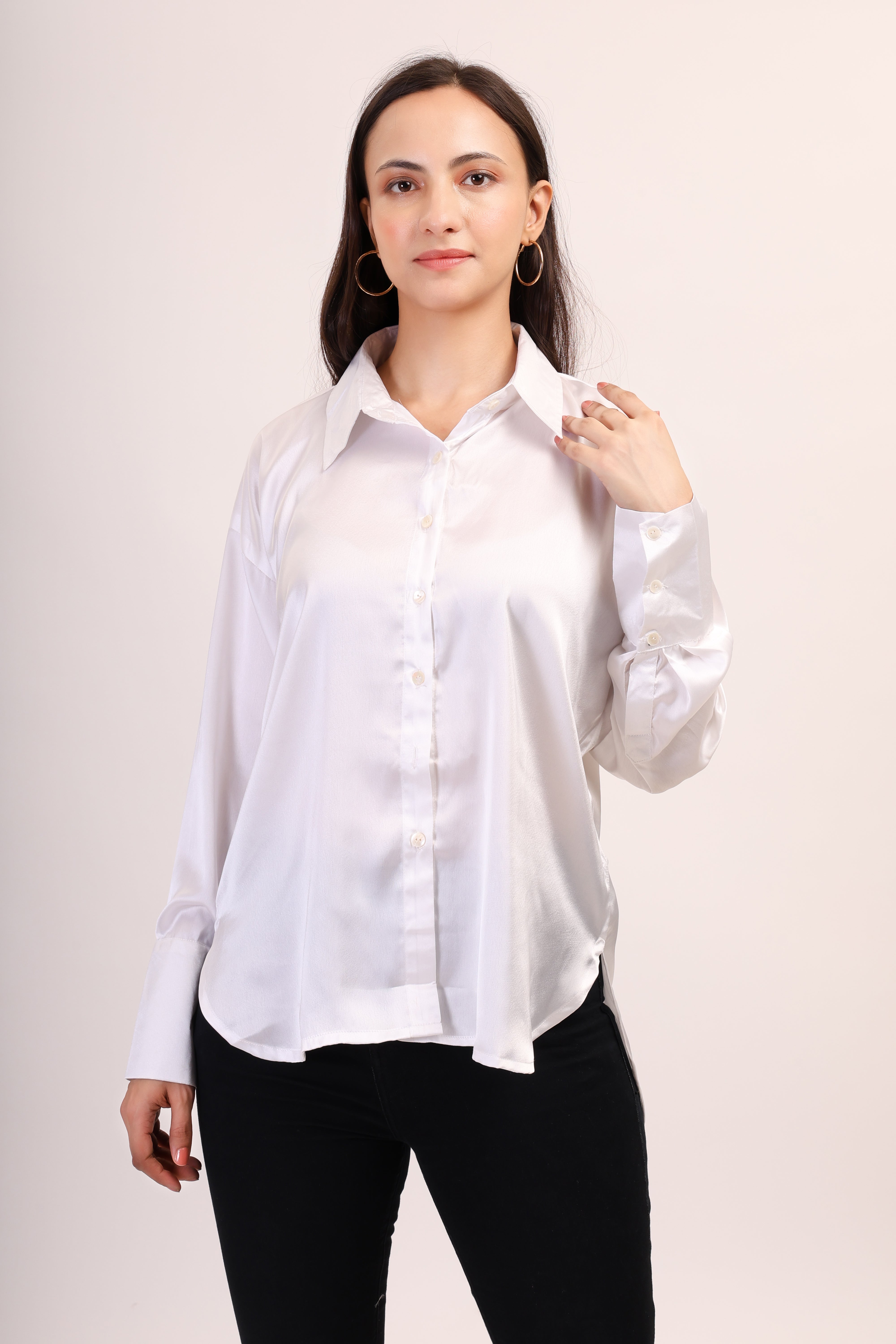 Satin Shirt - pearl white