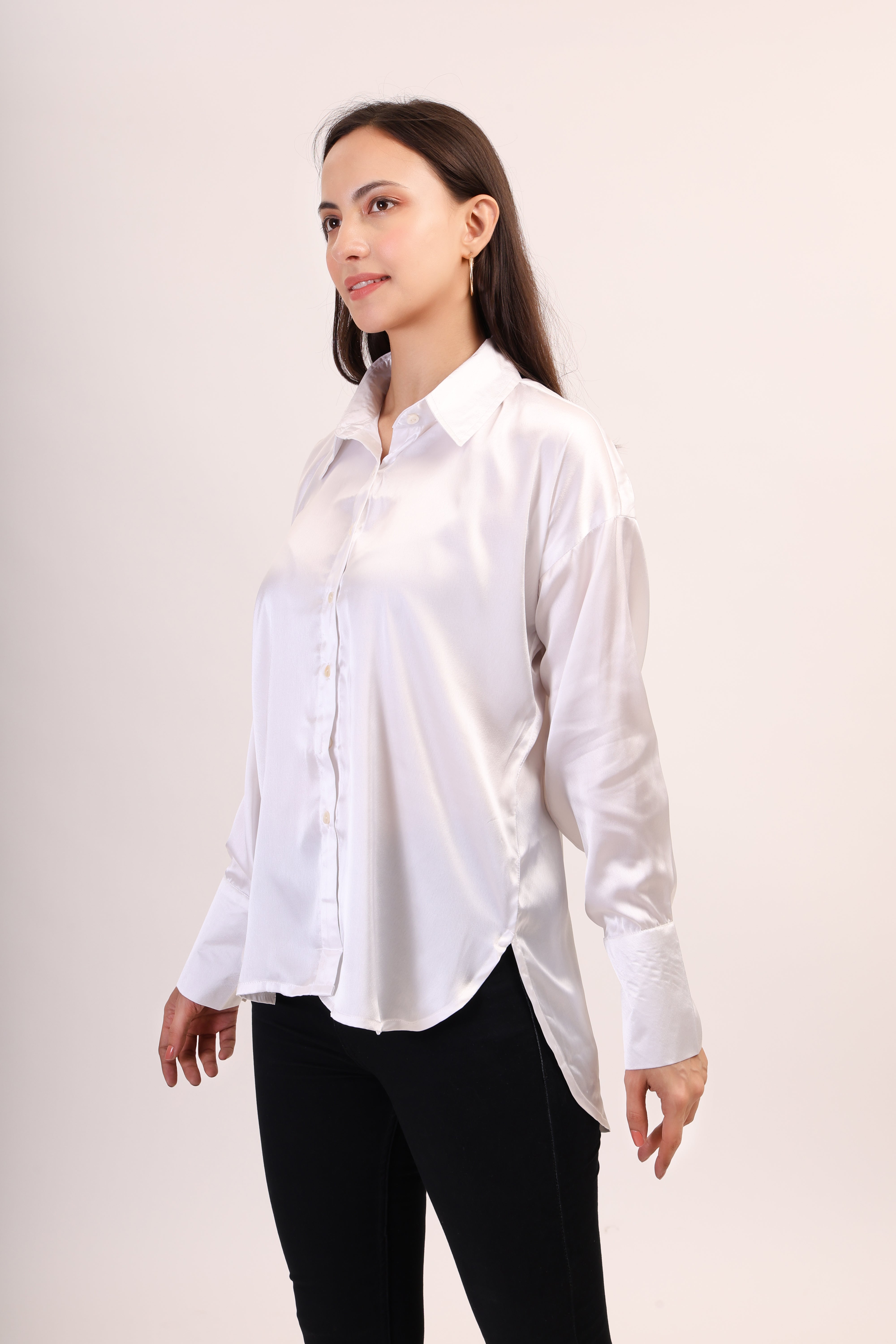 Satin Shirt - pearl white