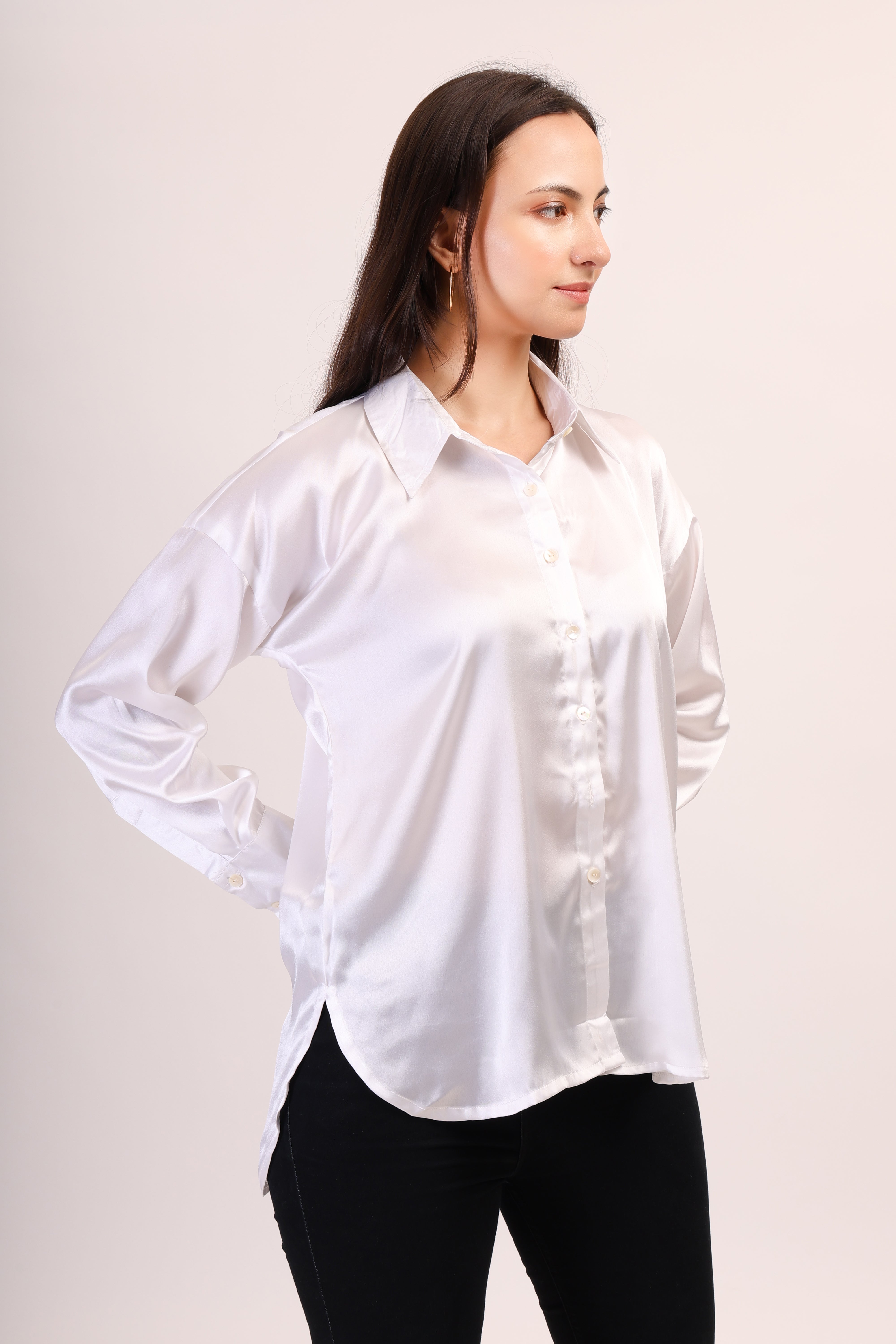 Satin Shirt - pearl white