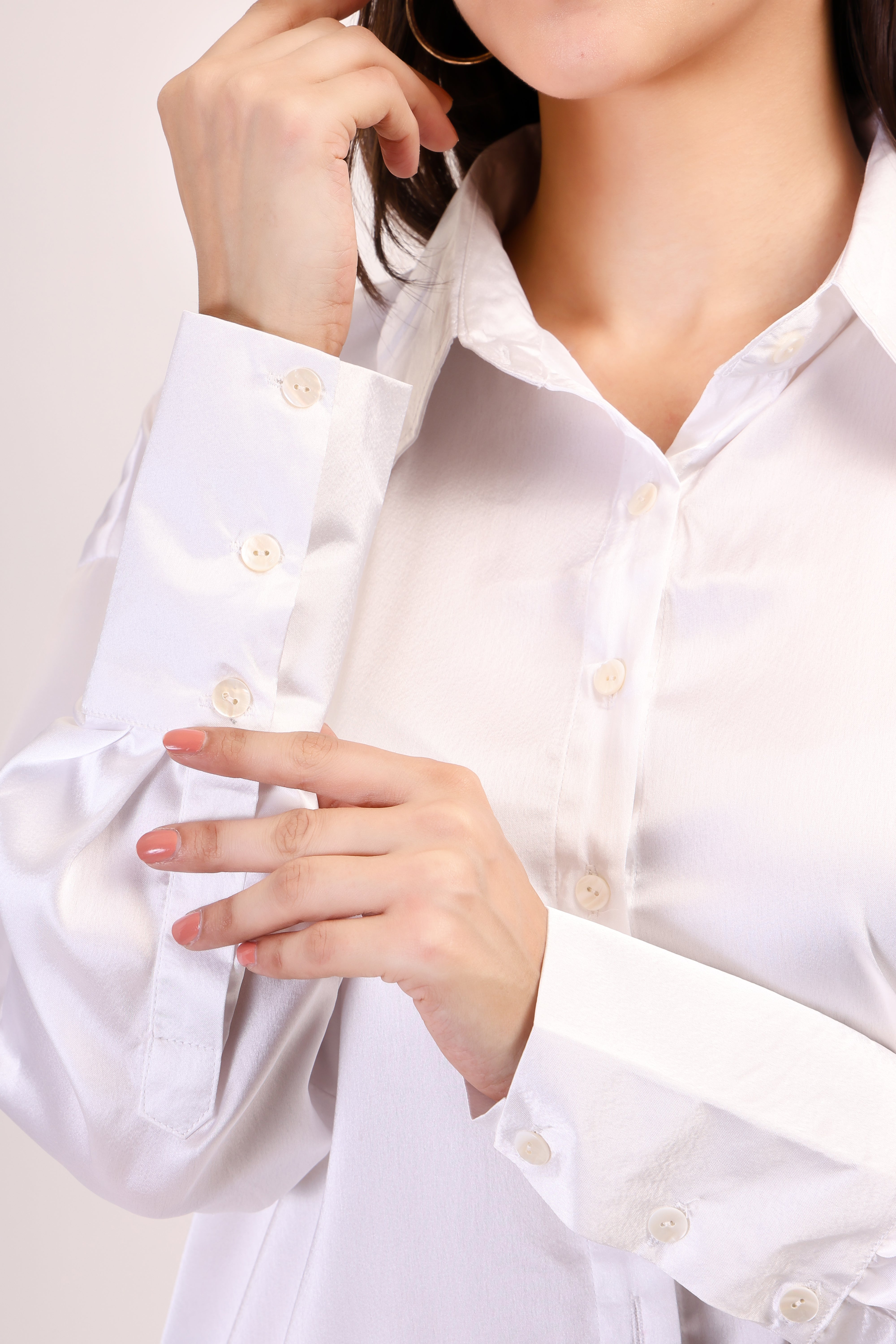 Satin Shirt - pearl white