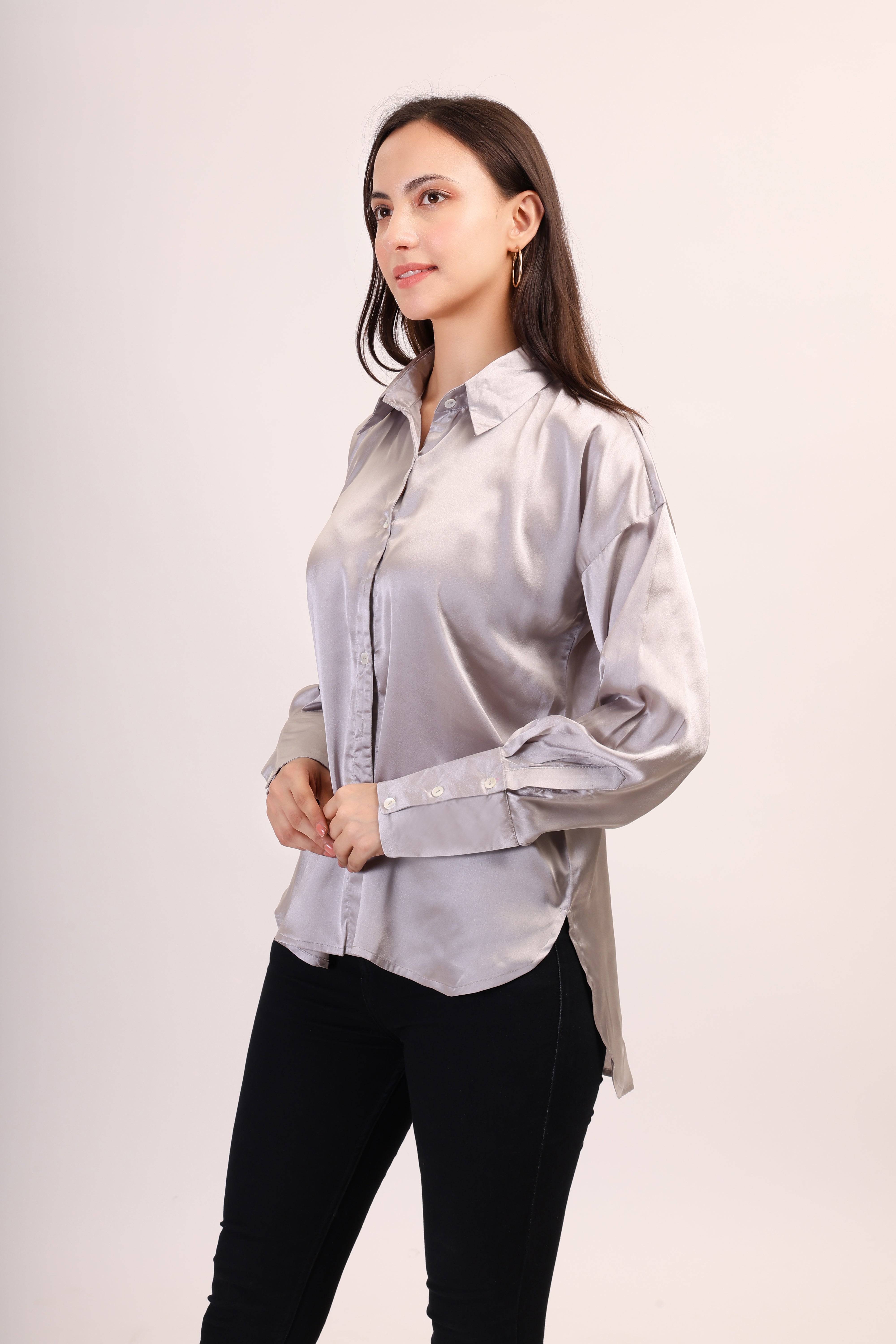 Satin Shirt - ash grey