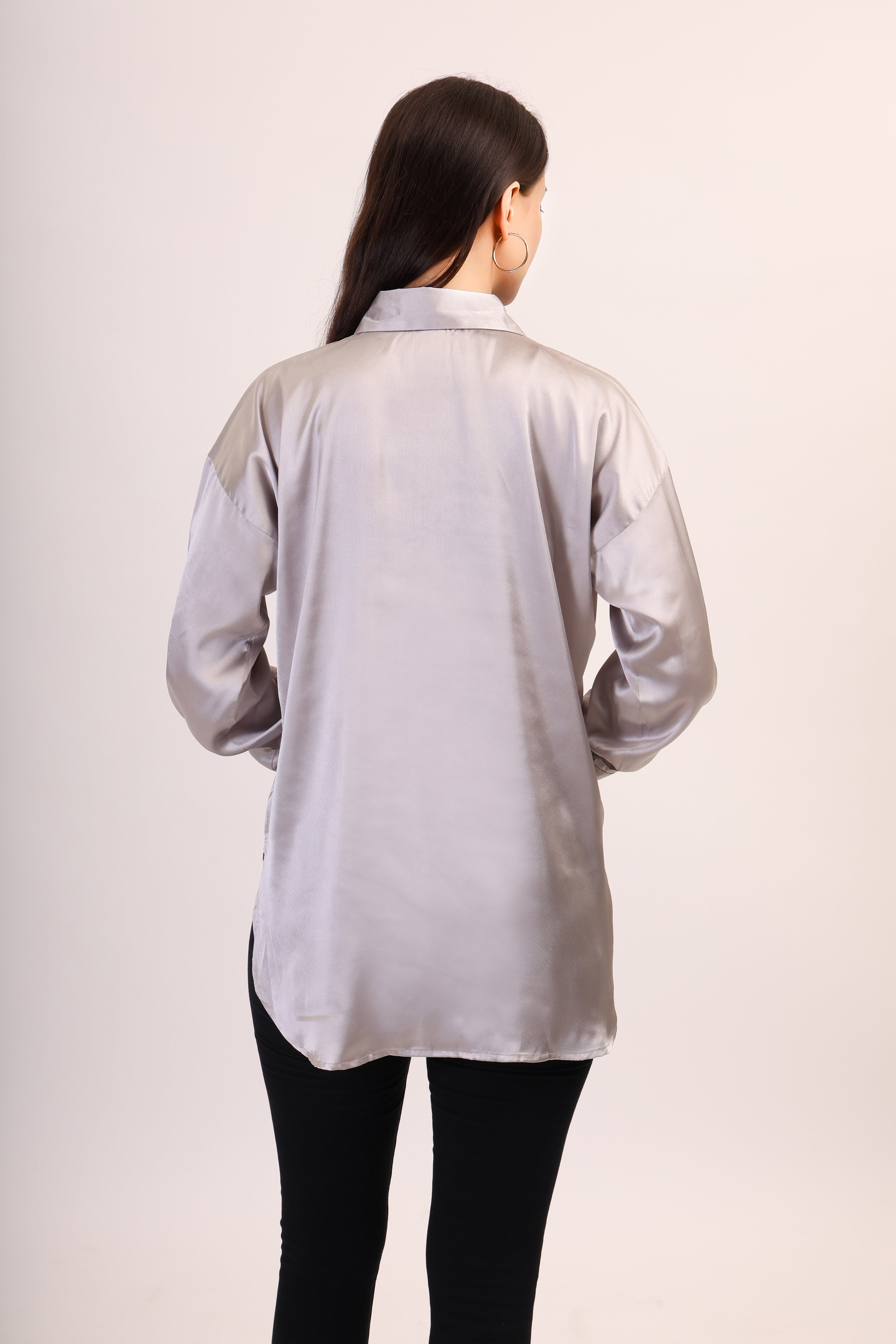 Satin Shirt - ash grey