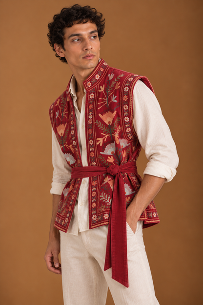 Chillax sleeveless Embroidered Suzani Jacket