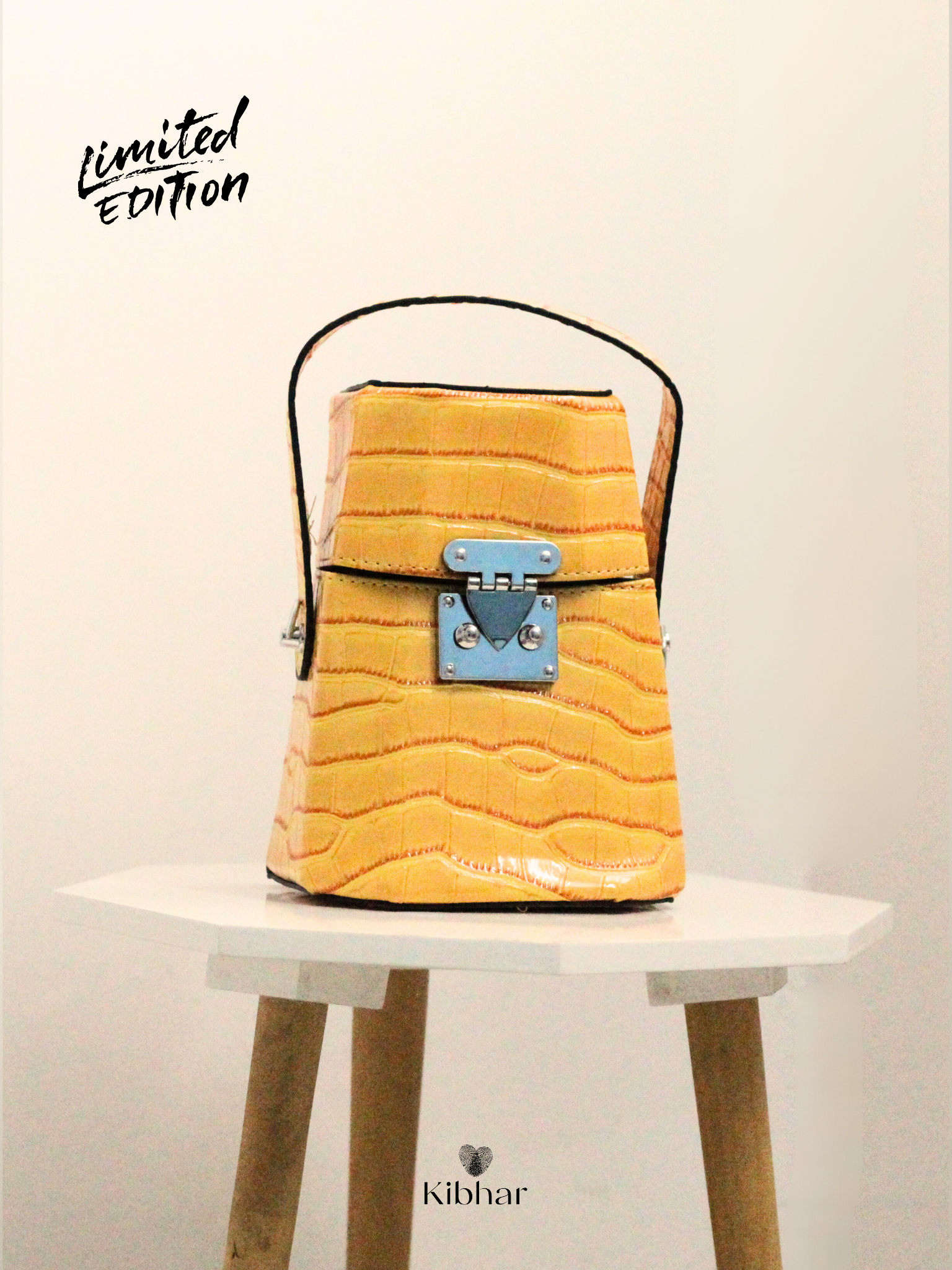 Croco Leather Bucket Bag- Yellow