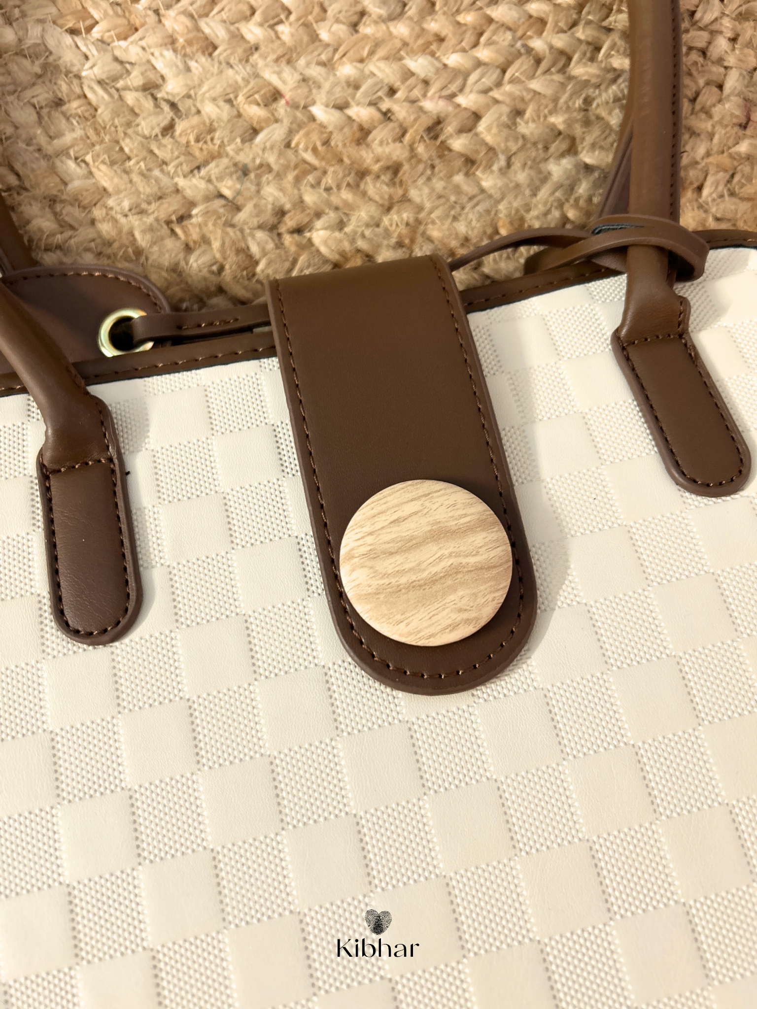 Cream and Brown Textured Bag